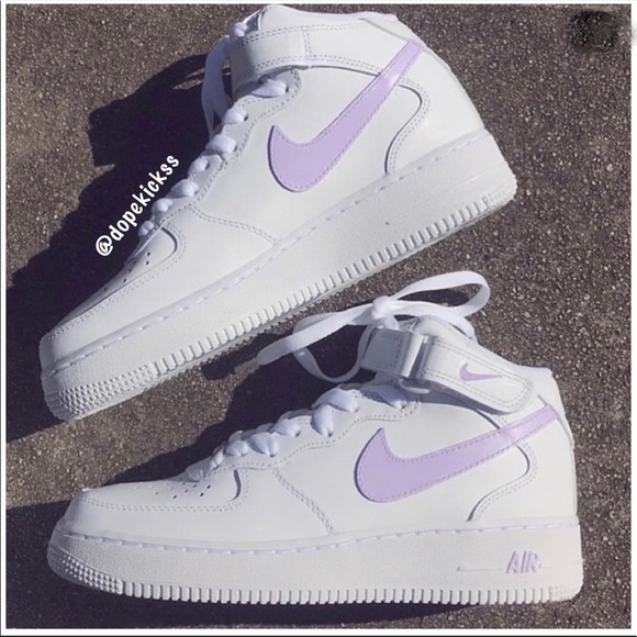 ⚡️Custom Air Force 1 Mids (Lilac Purple)⚡️ - Picture 1 of 2